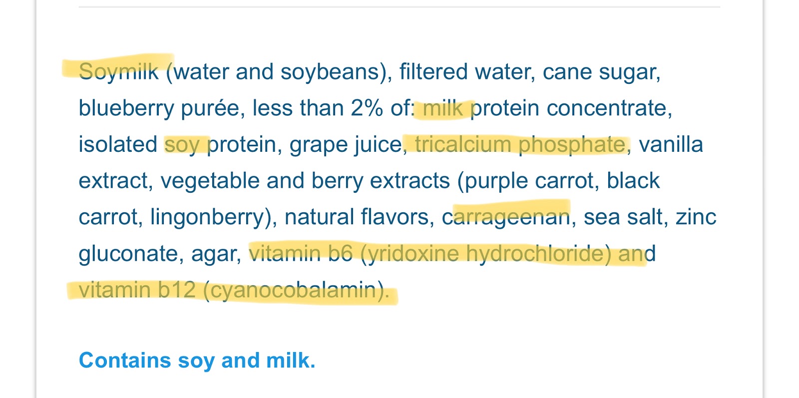 smoothie nutritional label 3